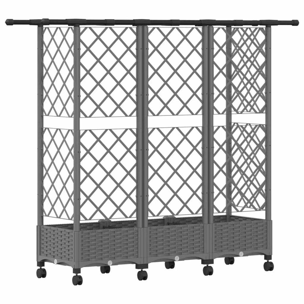 Letto Rialzato con Griglia e Tetto Grigio Chiaro PP 3423123