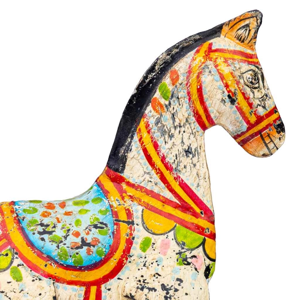 Cavallo decorativo in metallo verniciato invecchiato 22x7x24
