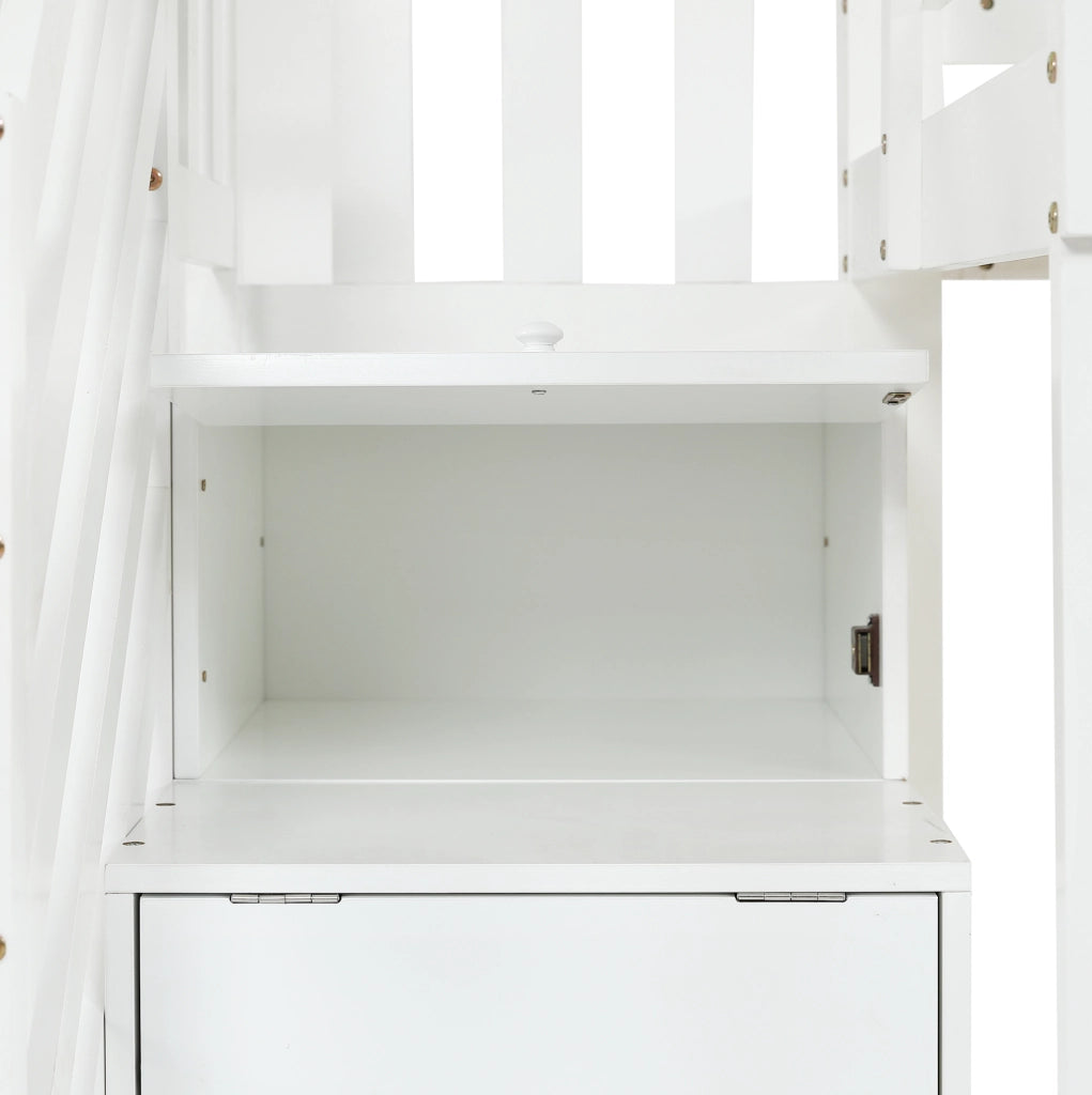 Letto a castello per bambini 90x200 cm con tetto, finestre e scala contenitore