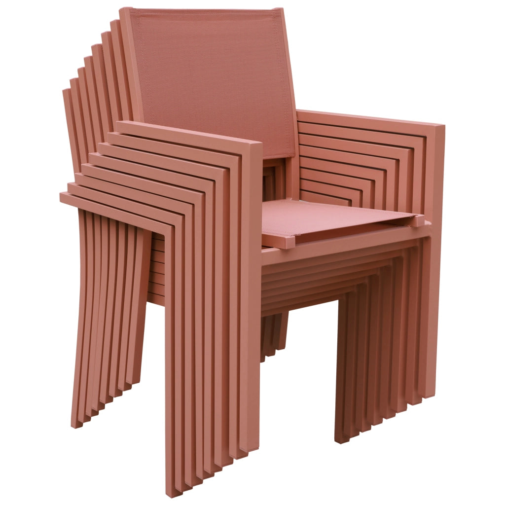 Set di 10 sedie in alluminio terracotta - textilène terracotta