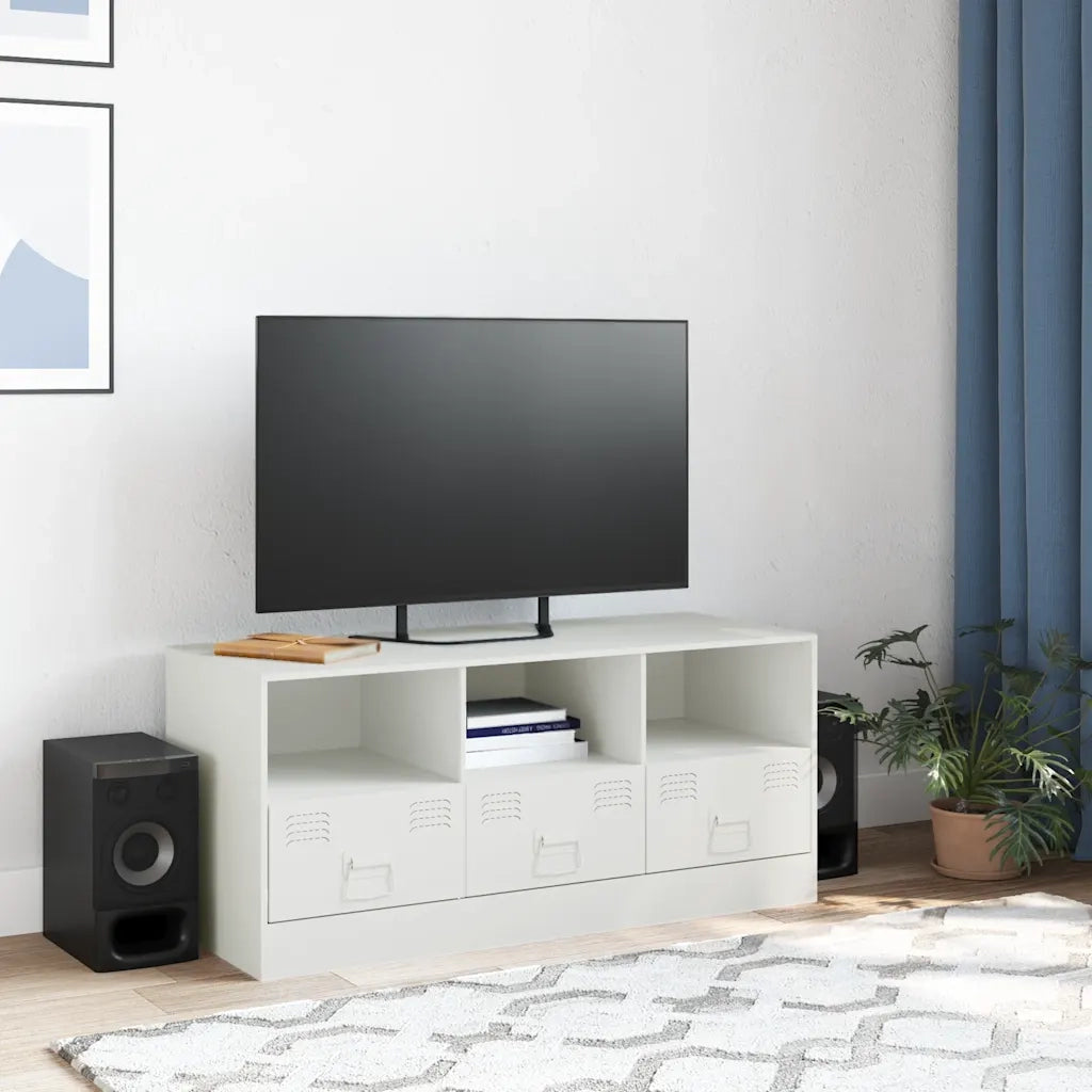 Mobile Porta TV Bianco 99x39x44 cm in Acciaio 841738