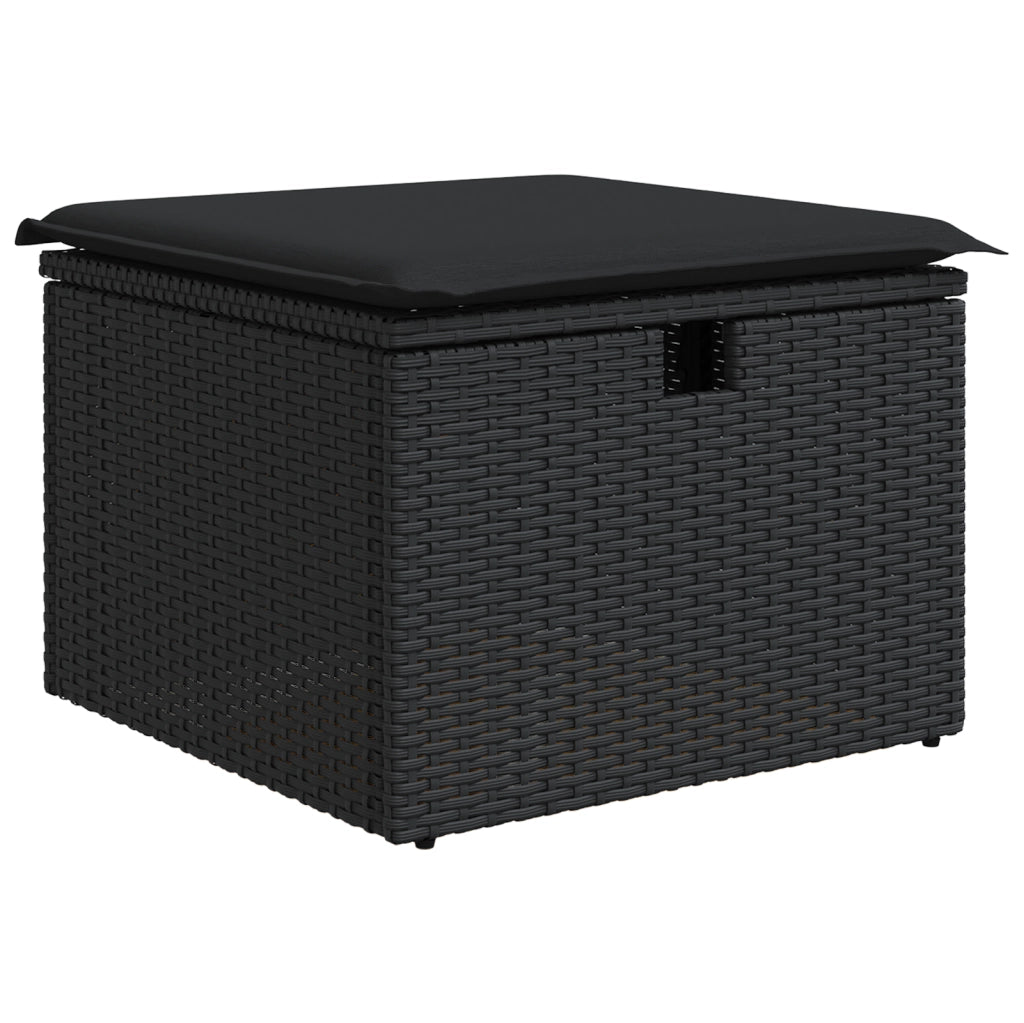 Set di Divano da Giardino  8 Pezzi con Cuscini Polyrattan Nero