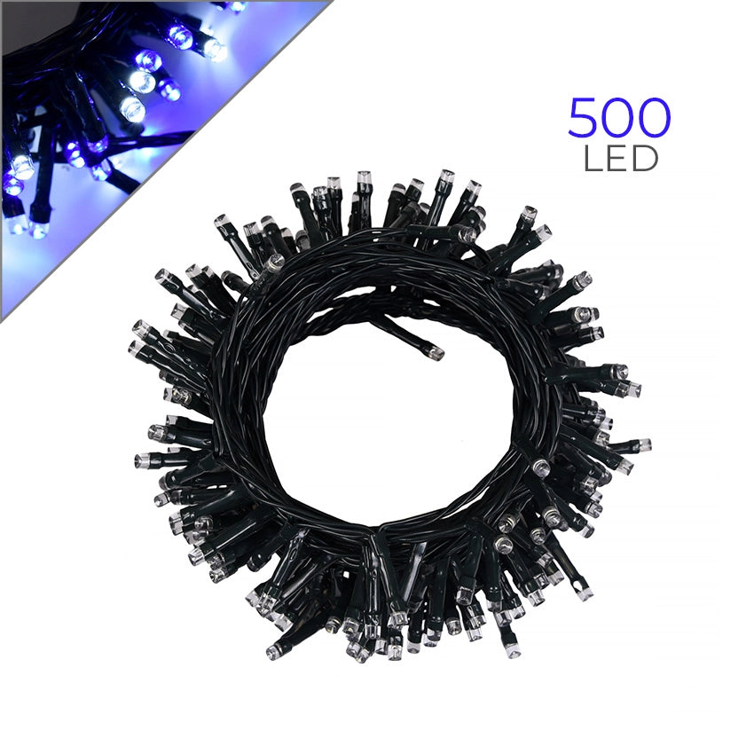 CATENA DI LUCI NATALIZIA 500 LED BIANCHI E BLU - CON PROTEZIONE IP44 E CONTROLLER 8 MODALITA' DI ILLUMINAZIONE