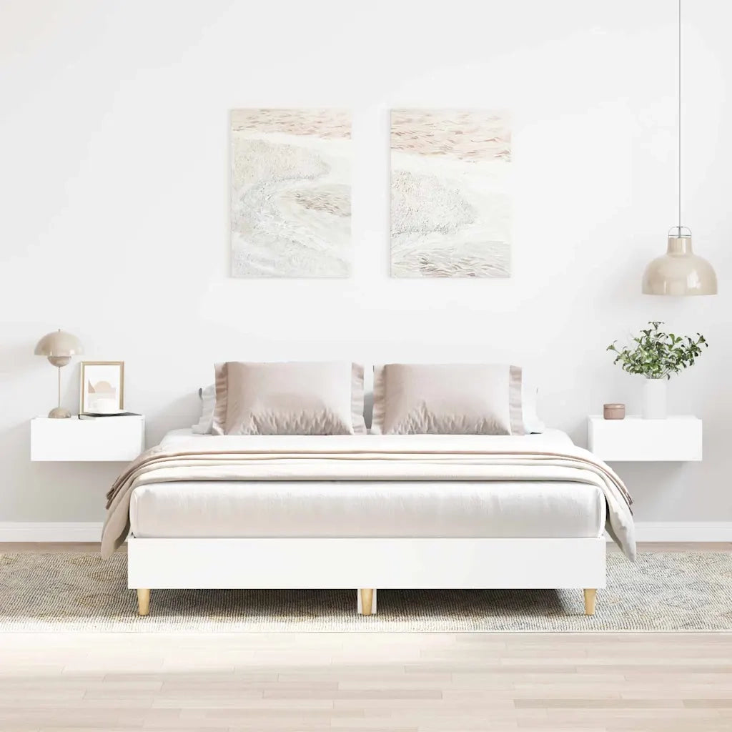 Struttura del letto 2 pcs Bianco 152 x 203 cm Legno multistrato 3402867