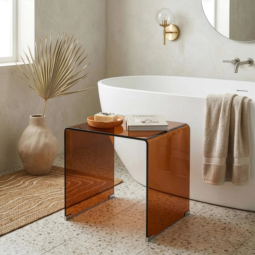Tavolino da Salotto Varlofrek in Vetro 50 x 50 x 50 cm - Marrone [en.casa]