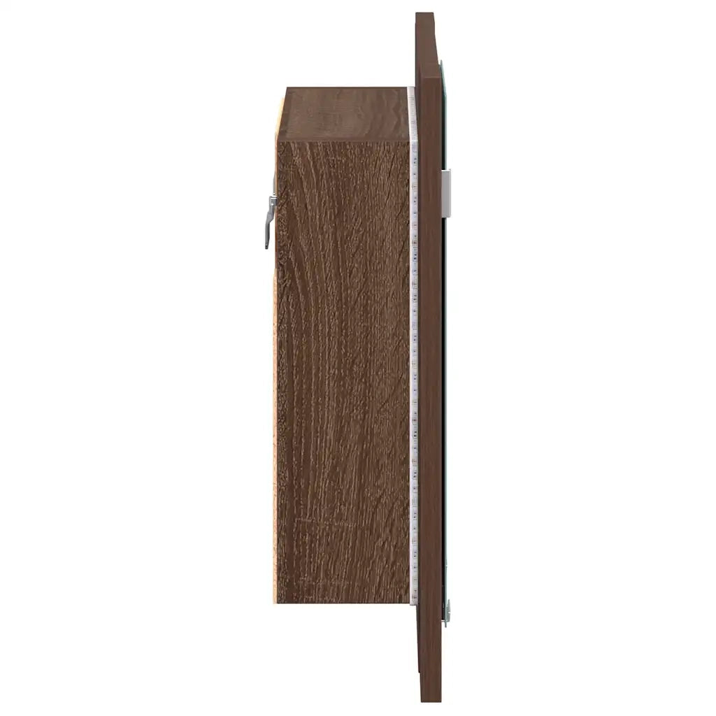 Mobile Bagno Specchio LED Rovere Marrone 40x12x45cm Multistrato 822835
