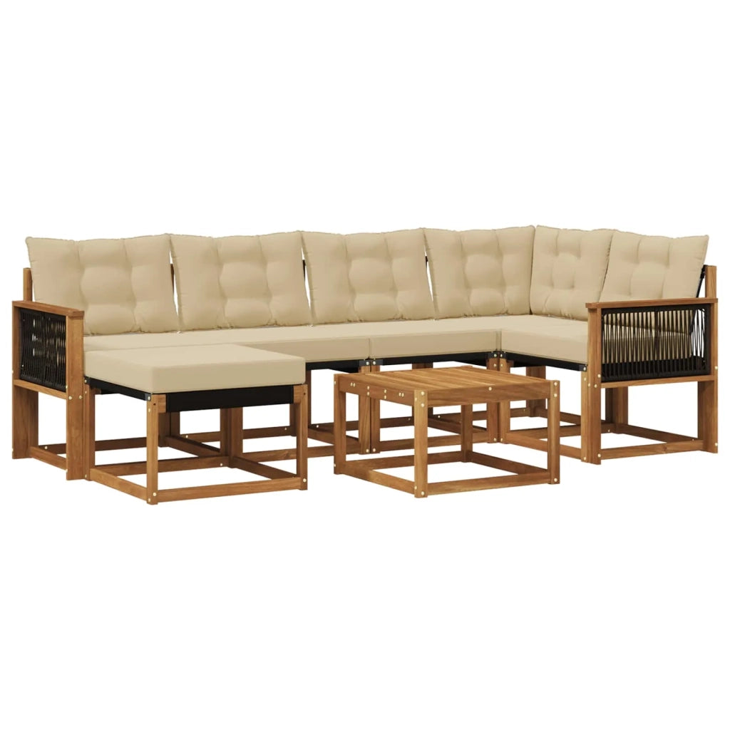 Set di divani da esterno 7 pz Naturale e Beige 3382081