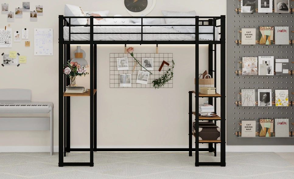 LETTO a soppalco con scrivania 90x190 cm Ferro Nero