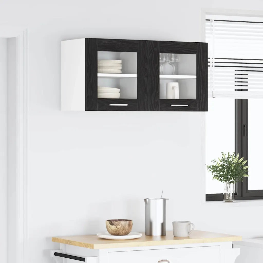 Armadio pensile con porta 2 pcs Rovere Nero 40 x 31 x 40 cm 884197