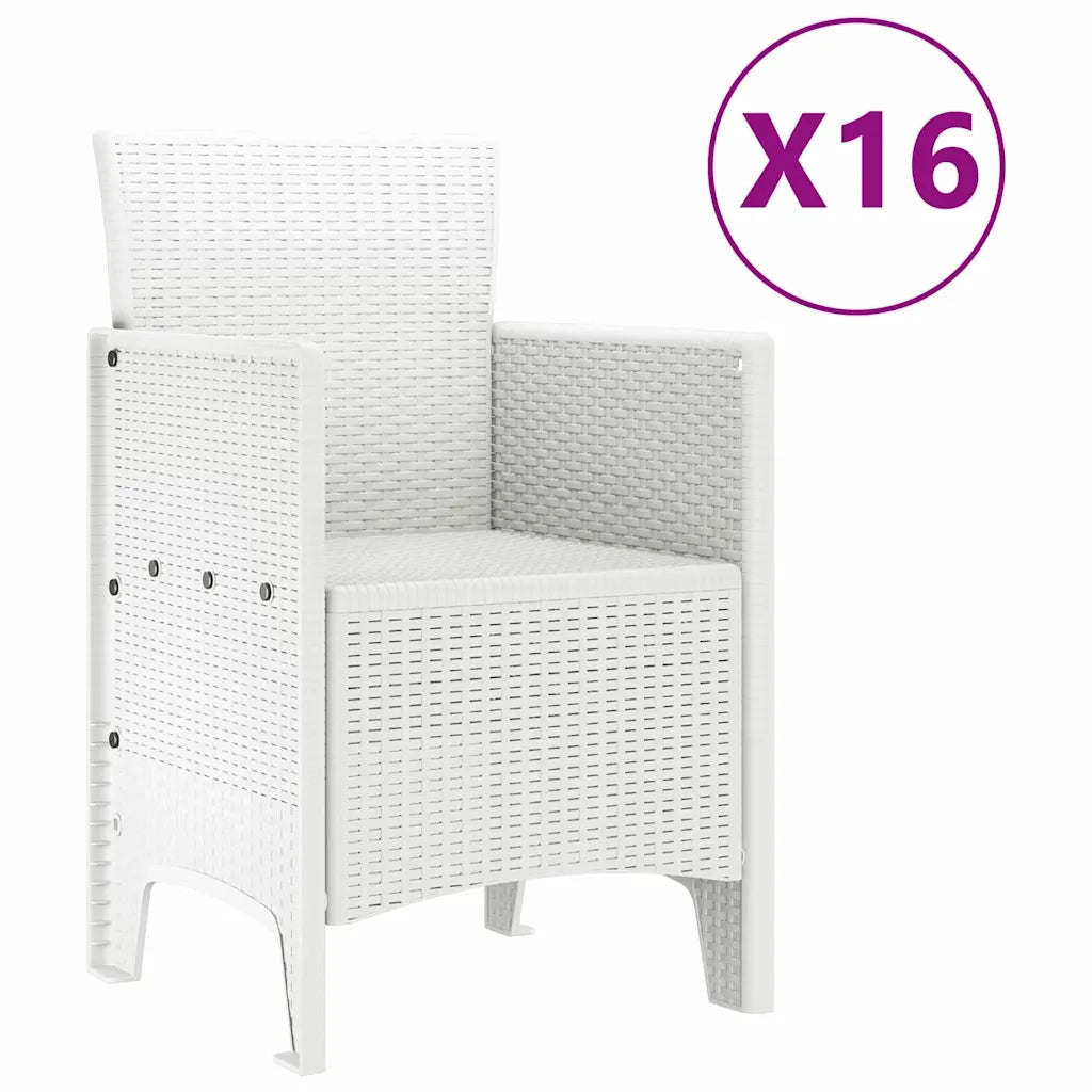 Set da pranzo da giardino con cuscini 17 pcs Bianco PP