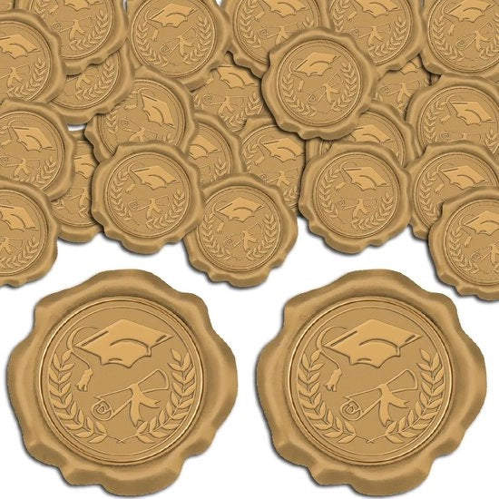 Etichette con sigillo a cera, 100 pezzi - Giallo - Atesto - Decorazione vintage - Scrapbook DIY