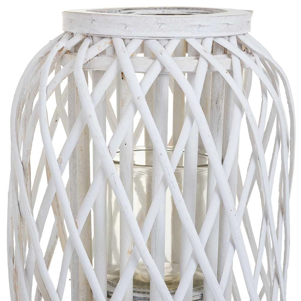 Lanterna portacandele in midollino bianco d37x40/63h