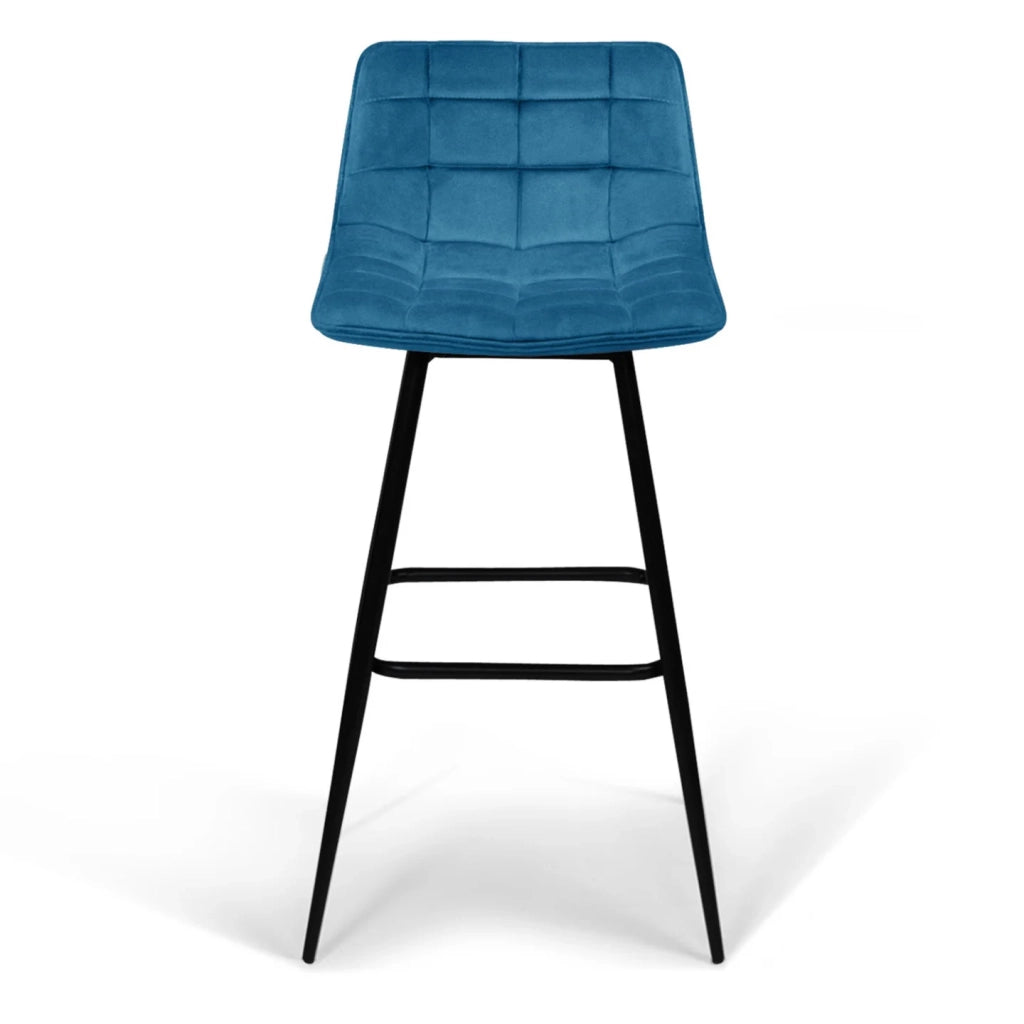 IDMarket - Set di 4 sgabelli da bar MADY in velluto blu