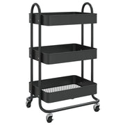 Carrello a 3 Livelli Nero 43x34x79 cm in Acciaio CFW7227424