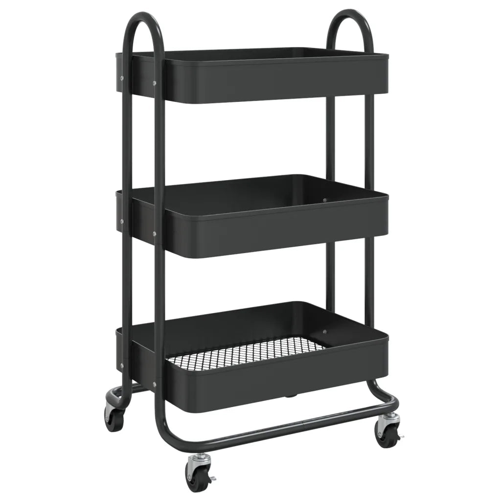 Carrello a 3 Livelli Nero 43x34x79 cm in Acciaio CFW7227424