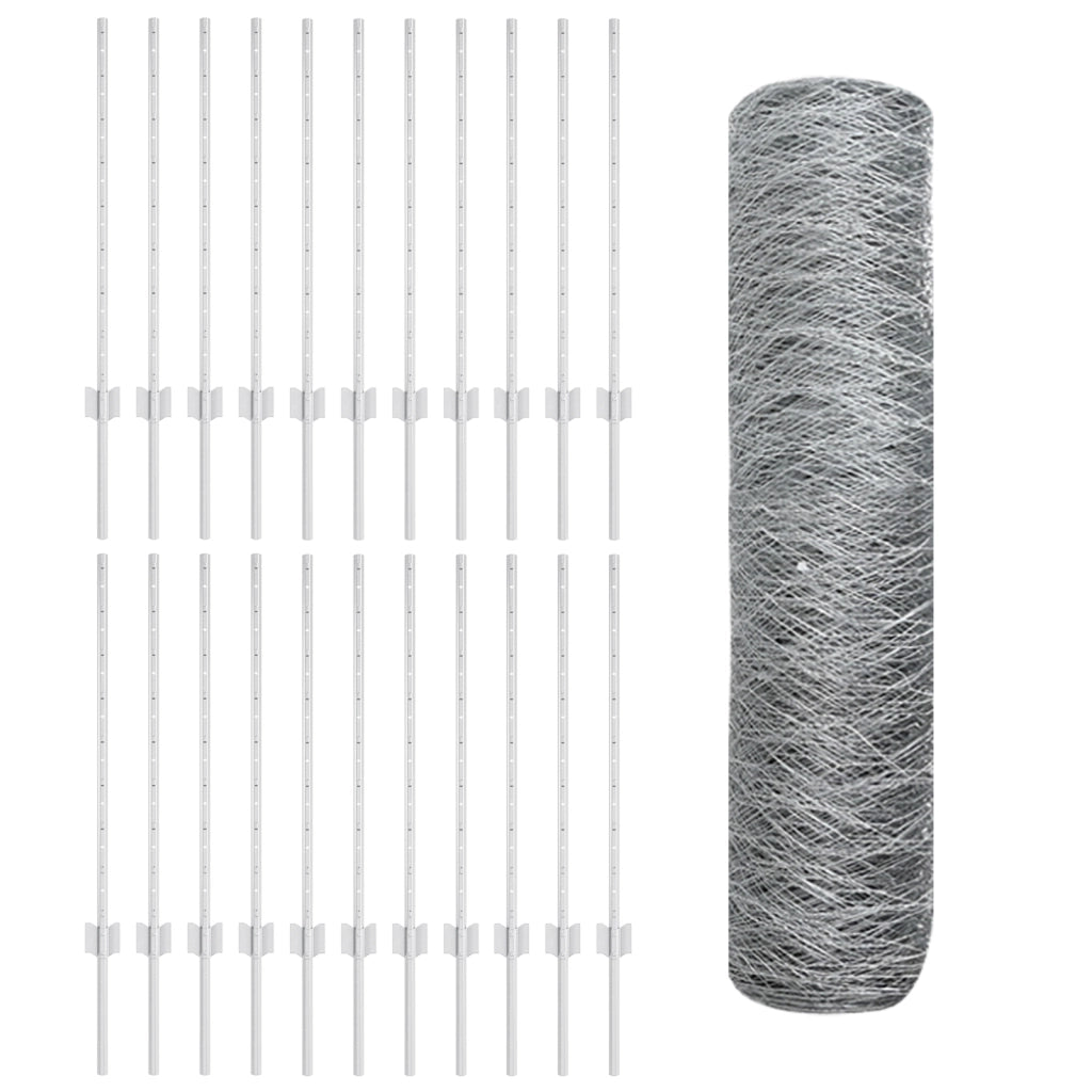 Posti per Recinzione 11 pz U-Channel 80 cm Acciaio Galvanizzato