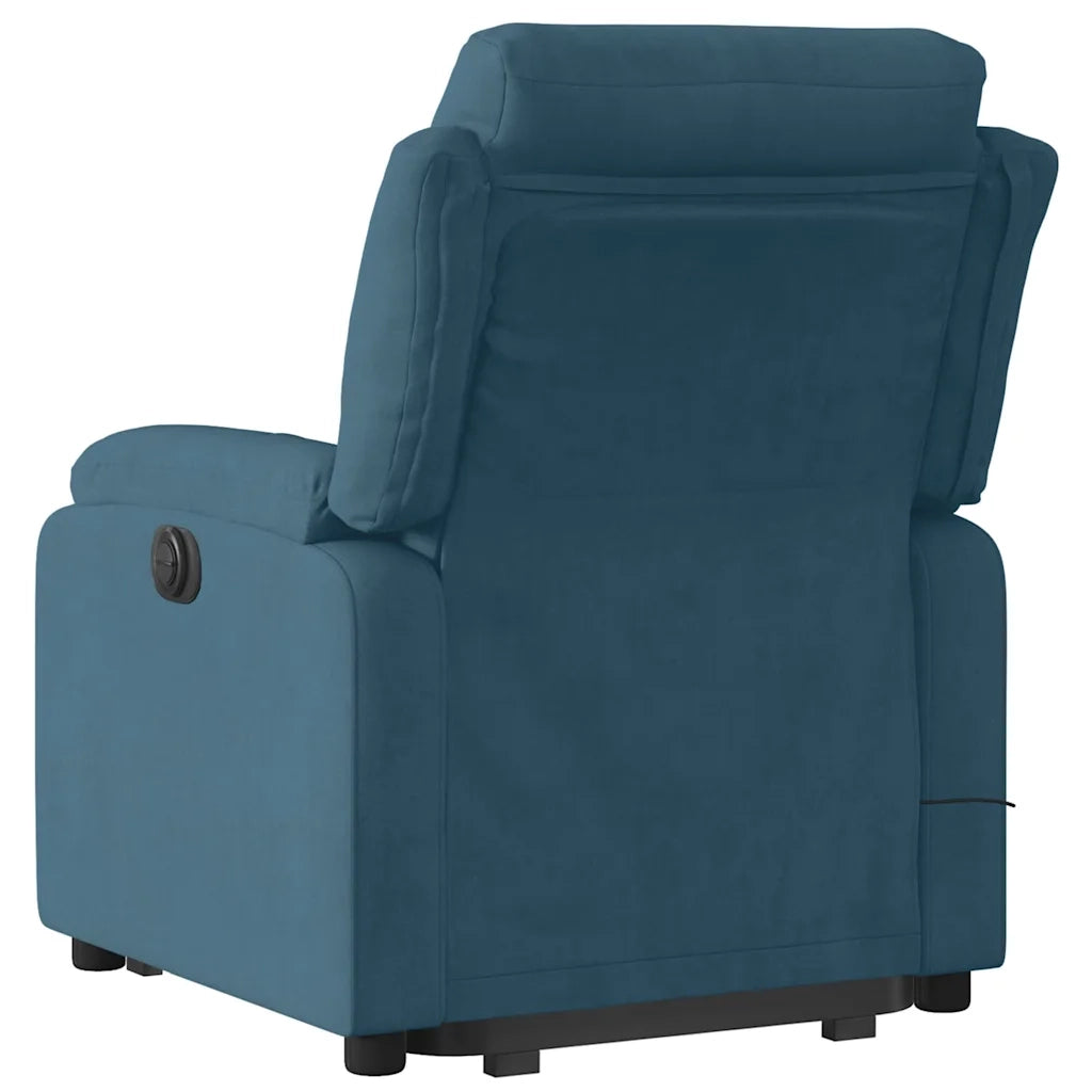 Poltrona Alzapersona Massaggi Elettrica Reclinabile Blu Velluto 3205135