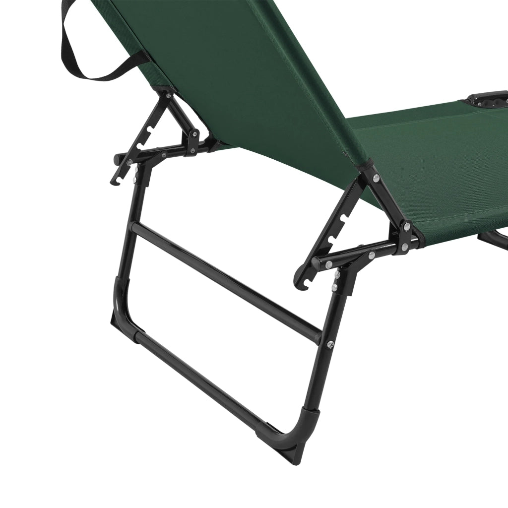 Set di 2 lettini prendisole pieghevoli con parasole acciaio 190 cm verde scuro 03_0004514