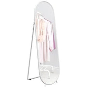 Specchio a Figura Intera da Terra con Supporto Pieghevole, Vetro e Metallo, 40x41x159 cm, Bianco