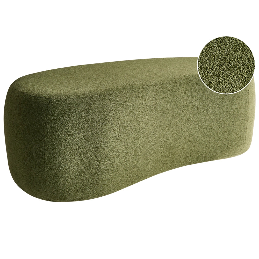 Sgabello imbottito moderno in bouclé verde panca da letto sgabello