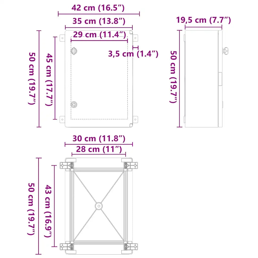 Armadio di Controllo Grigio 42 x 19,5 x 50 cm Plastica ABS CFW9214096
