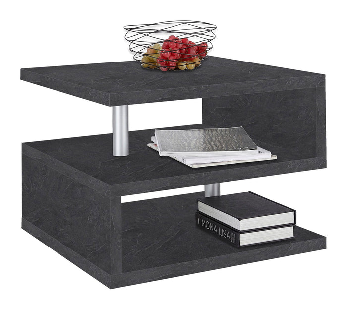 Tavolino a S con Ripiani a Giorno 55x41,5x55 cm Zeta Report Grigio