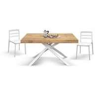 PAZZO DESIGN Tavolo Allungabile con Gambe Incrociate, Made in Italy, 160 x 90 x 74 cm, Rovere rustico con Gamba Bianca