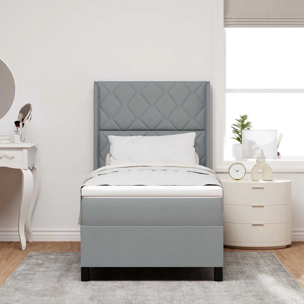 Letto a Sorgente LED Grigio chiaro 90 x 200 cm Tessuto 3343546