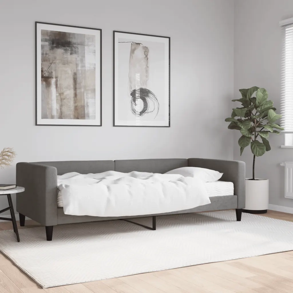 Divano Letto con Materasso Grigio Scuro 90x190 cm in Tessuto 3196571