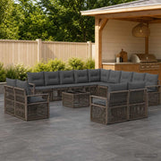 Set Divano da Giardino 14 pz Grigio polyrattan 3435896