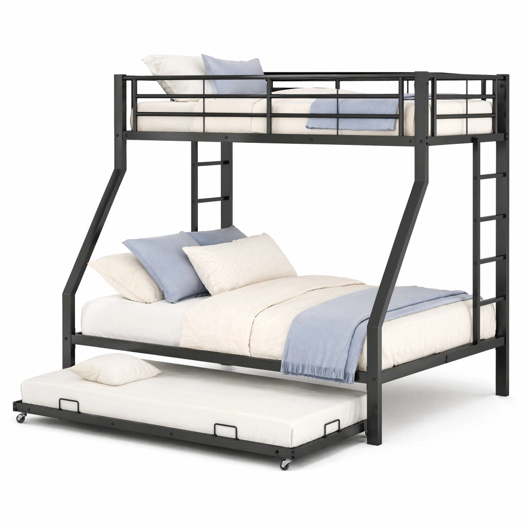 Letto a castello in metallo con letto estraibile 90/140x200 cm; nero