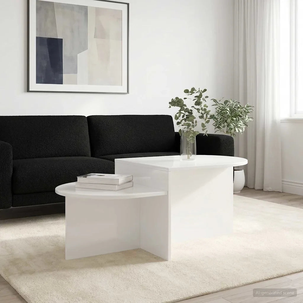 Tavolino da salotto Bianco Lucido 100 x 50 x 40 cm