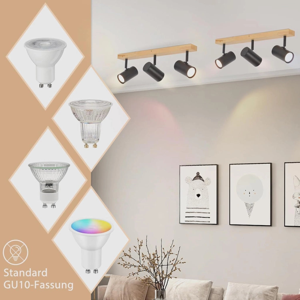 ZMH Faretto da soffitto a 3 luci GU10 Moderna lampada da soffitto orientabile a 330° Whonzimmer