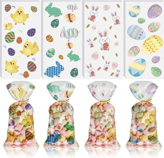 Sacchetti per biscotti da 100 pezzi – Sacchetti colorati in cellofan con chiusura a rotella per dolci e cioccolato