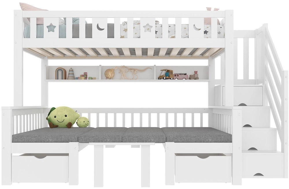 Letto a soppalco multifunzionale con scrivania e scala contenitore ¨C MINIMAL ¨C Bianco, 90x200cm