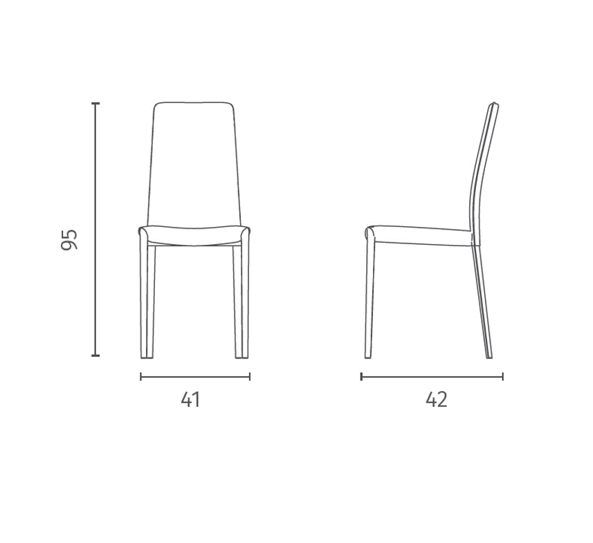 Sedia Kitty in similcuoio nero con gambe rivestite e struttura in metallo - Design moderno impilabile per zona giorno e cucina