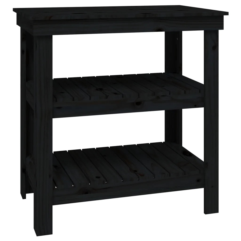 Banco da Lavoro Nero 78,5x50x80 cm in Legno Massello di Pino 823643