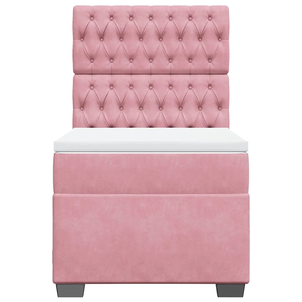 Giroletto a Molle con Materasso Rosa 90x190 cm in Velluto 3293097