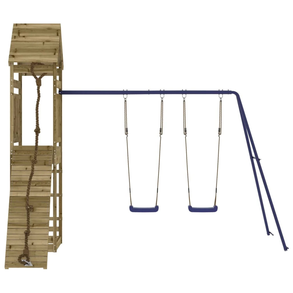 Altalene per parco giochi all'aperto scivolo altalene robuste giochi da giardino 315 x 257 x 264 cm legno di pino impregnato 02_0005036