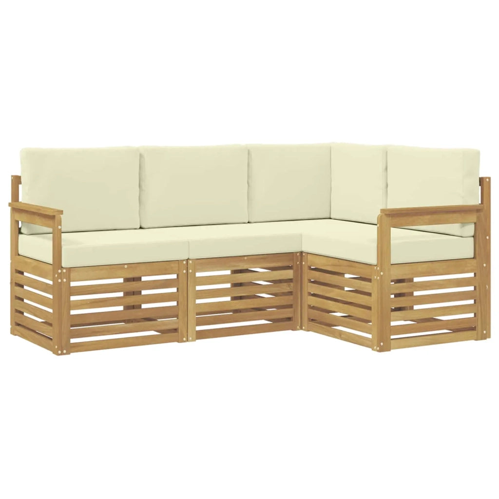 Set di divani da esterno 4 pcs Bianco e Crema
