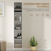 Mobile Bagno Sospeso a Colonna 30x31.5x160 cm con Ripiani Regolabili e Chiusura Soft Close in MDF Bianco