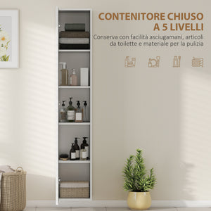 Mobile Bagno Sospeso a Colonna 30x31.5x160 cm con Ripiani Regolabili e Chiusura Soft Close in MDF Bianco