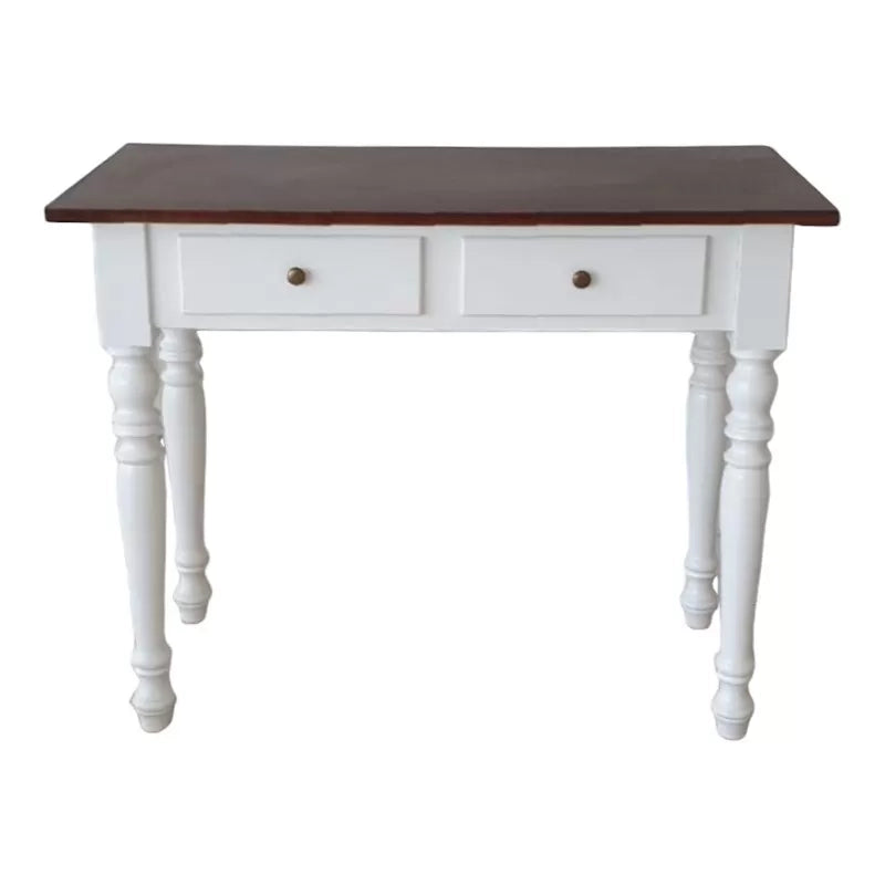 Scrivania 2 cassetti bicolore bianco noce tornita 105x55x78 - Mobili 2G