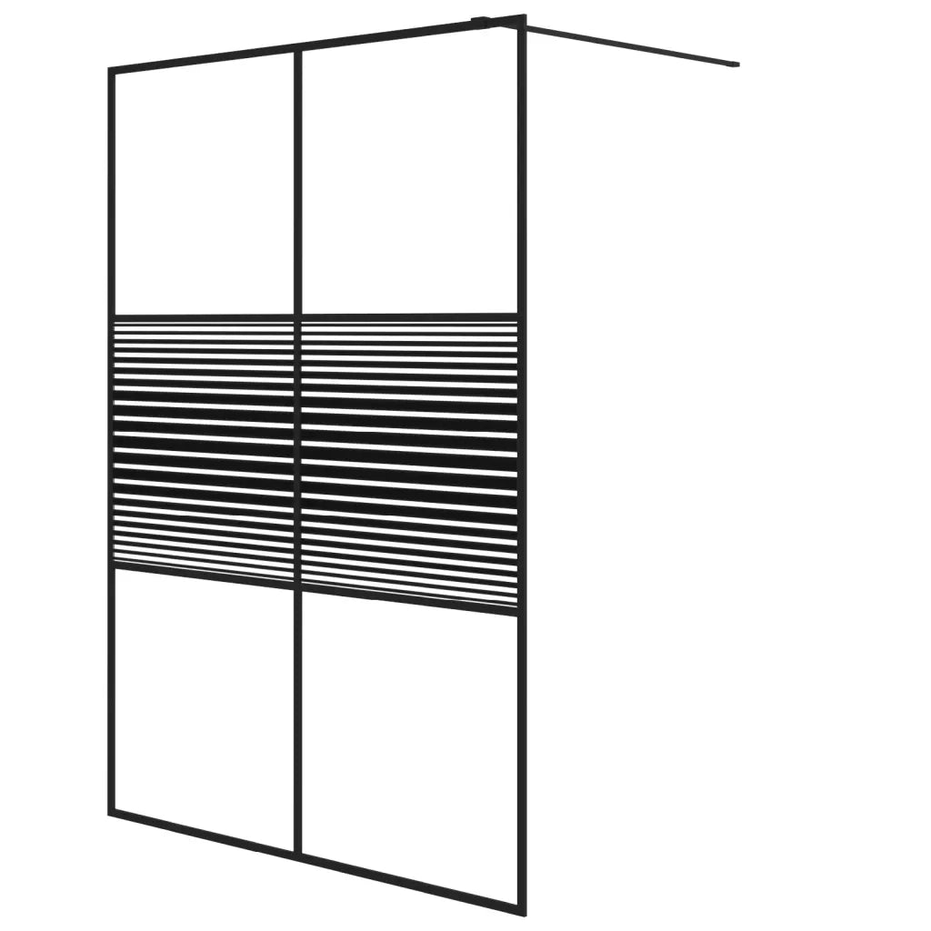 Parete Doccia Walk in Nero 140x195 cm Vetro Trasparente ESG 152149