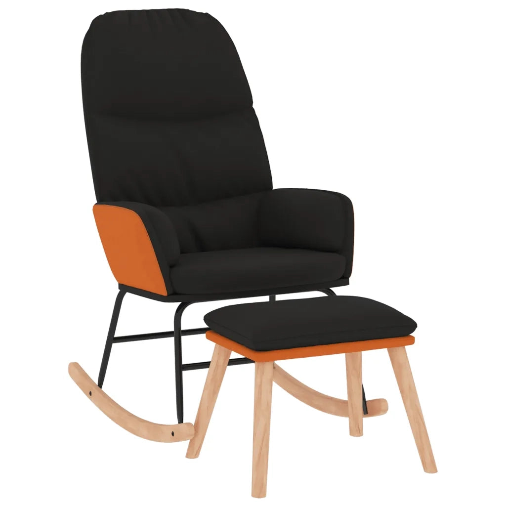Sedia a Dondolo con Poggiapiedi Nera in Tessuto cod mxl 52023