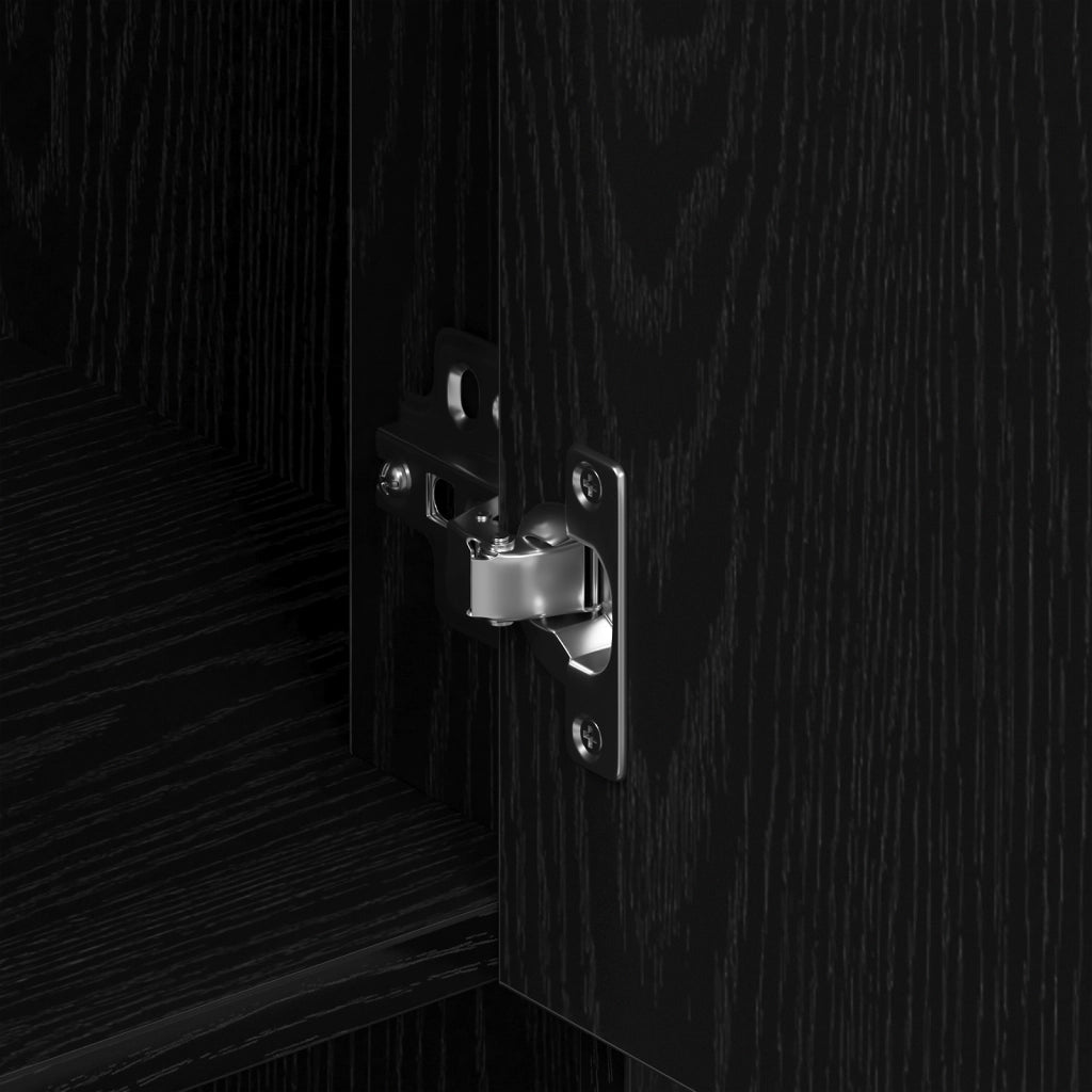 Highboard Rovere Nero 80x33x150 cm Legno Ingegnerizzato
