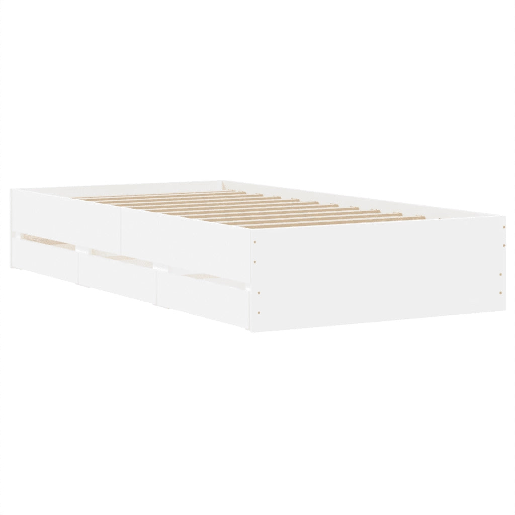 Giroletto con Cassetti-Struttura Letto con contenitore Bianco 100x200 cm in Legno Multistrato 688122