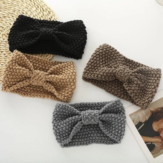Set da 4 capigliature in lana a maglia per donna, 4 colori, set di capigliature in maglia a maglia, 19*13cm, colore marrone + camel + grigio + nero