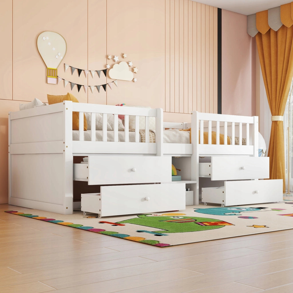 Letto singolo 90x200 - Xylo - 4 cassetti bianco