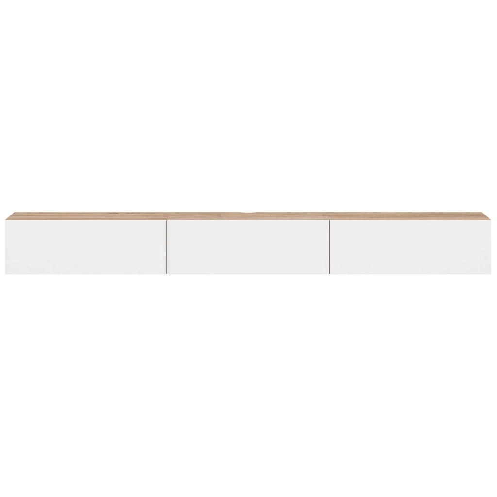 IDMarket - 270 cm ELIO Mobile TV sospeso a 3 ante in legno e bianco